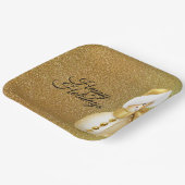 Christmas Party Golden Snowman Snowflakes Holidays Papieren Bordje (Gebogen)