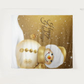Christmas Party Golden Snowman Snowflakes Holidays Wandkleed (Voorkant (horizontaal))