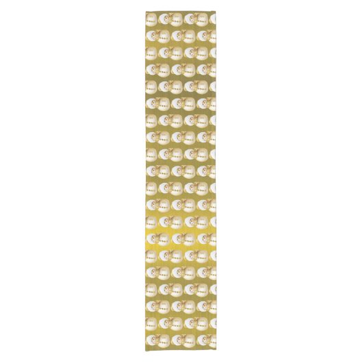 Christmas Party Golden Snowman Winter Holiday Korte Tafelloper (Voorkant)