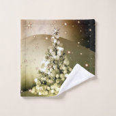 Christmas Party Golden Tree Shiny Sparkle Stars Bad Handdoek (Wasdoekje)