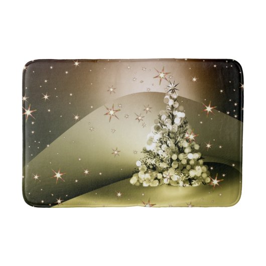 Christmas Party Golden Tree Shiny Sparkle Stars Badmat (Voorkant)