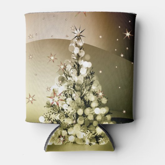 Christmas Party Golden Tree Shiny Sparkle Stars Blikjeskoeler (Voorkant)