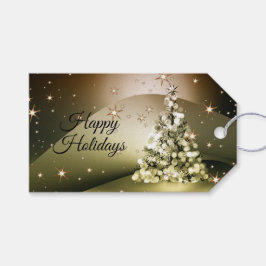 Christmas Party Golden Tree Shiny Sparkle Stars Cadeaulabel