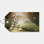 Christmas Party Golden Tree Shiny Sparkle Stars Cadeaulabel (Achterkant Horizontaal)