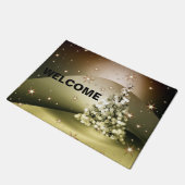 Christmas Party Golden Tree Shiny Sparkle Stars Deurmat (Schuin)