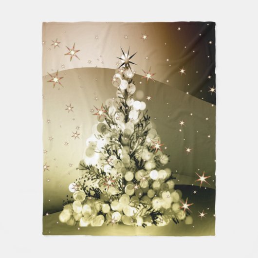 Christmas Party Golden Tree Shiny Sparkle Stars Fleece Deken (Voorkant)