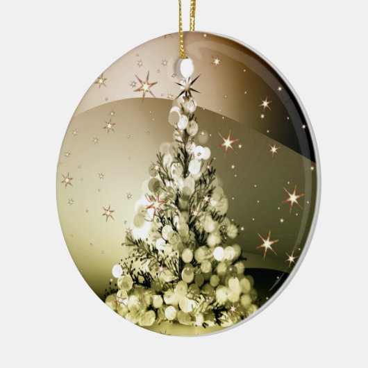 Christmas Party Golden Tree Shiny Sparkle Stars Keramisch Ornament (Links)