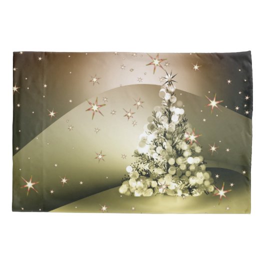 Christmas Party Golden Tree Shiny Sparkle Stars Kussensloop (Achterkant)
