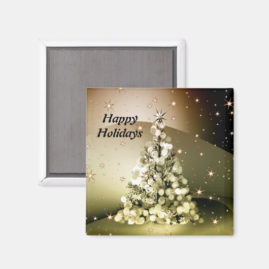 Christmas Party Golden Tree Shiny Sparkle Stars Magneet (Voorkant / Achterkant)