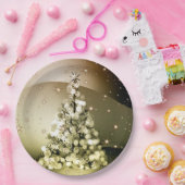 Christmas Party Golden Tree Shiny Sparkle Stars Papieren Bordje (Feest)
