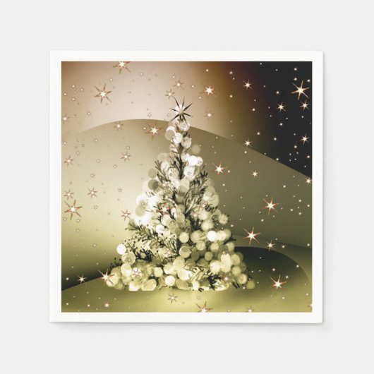 Christmas Party Golden Tree Shiny Sparkle Stars Servet (Voorkant)