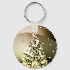 Christmas Party Golden Tree Shiny Sparkle Stars Sleutelhanger