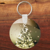 Christmas Party Golden Tree Shiny Sparkle Stars Sleutelhanger (Voorkant)
