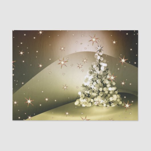 Christmas Party Golden Tree Shiny Sparkle Stars Tissuepapier (Voorkant)