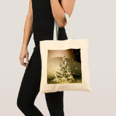 Christmas Party Golden Tree Shiny Sparkle Stars Tote Bag (Voorkant (product))