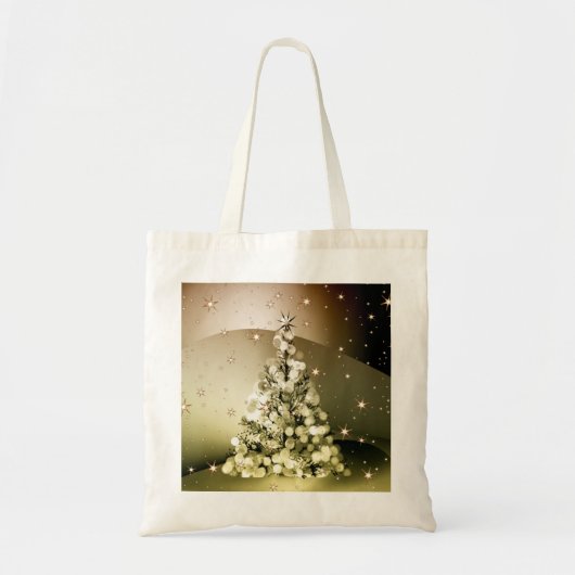 Christmas Party Golden Tree Shiny Sparkle Stars Tote Bag (Voorkant)