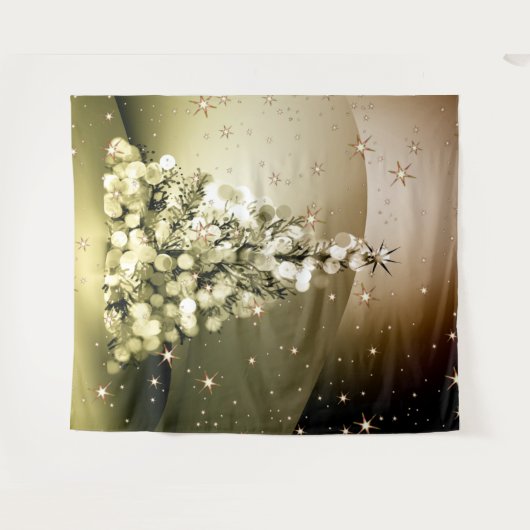 Christmas Party Golden Tree Shiny Sparkle Stars Wandkleed (Voorkant (horizontaal))