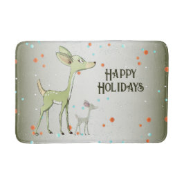 Christmas Party Green Deers Holidays Cute Badmat