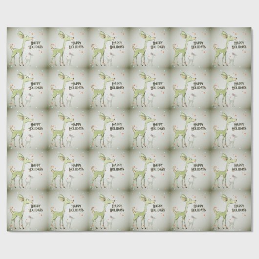 Christmas Party Green Deers Holidays Cute Cadeaupapier (Vlak)