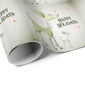 Christmas Party Green Deers Holidays Cute Cadeaupapier (Rol Hoek)