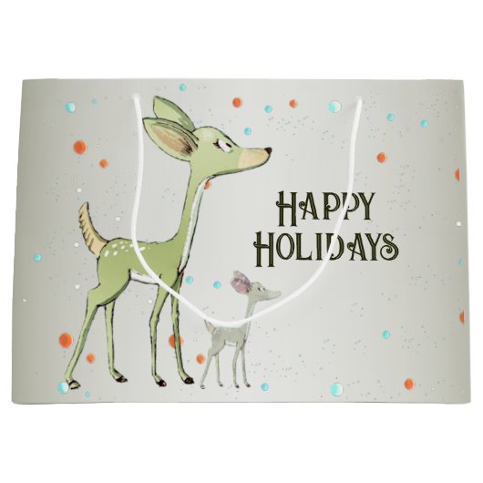 Christmas Party Green Deers Holidays Cute Groot Cadeauzakje (Voorkant)