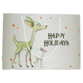 Christmas Party Green Deers Holidays Cute Groot Cadeauzakje (Achterkant)