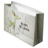 Christmas Party Green Deers Holidays Cute Groot Cadeauzakje (Voorkant Gekanteld)