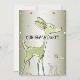 Christmas Party Green Deers Holidays Cute Kaart