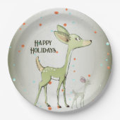 Christmas Party Green Deers Holidays Cute Papieren Bordje (Voorkant)