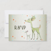 Christmas Party Green Deers Holidays Cute RSVP Kaartje (Voorkant)