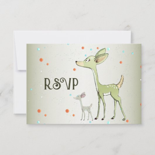 Christmas Party Green Deers Holidays Cute RSVP Kaartje (Voorkant)