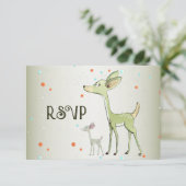 Christmas Party Green Deers Holidays Cute RSVP Kaartje (Staand voorkant)