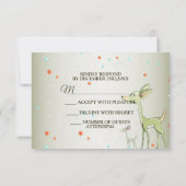 Christmas Party Green Deers Holidays Cute RSVP Kaartje (Achterkant)