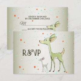 Christmas Party Green Deers Holidays Cute RSVP Kaartje