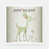 Christmas Party Green Deers Holidays Cute Servet (Voorkant)