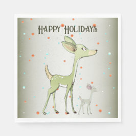 Christmas Party Green Deers Holidays Cute Servet