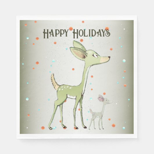 Christmas Party Green Deers Holidays Cute Servet (Voorkant)