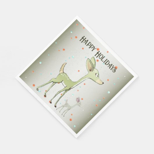 Christmas Party Green Deers Holidays Cute Servet (Hoek)