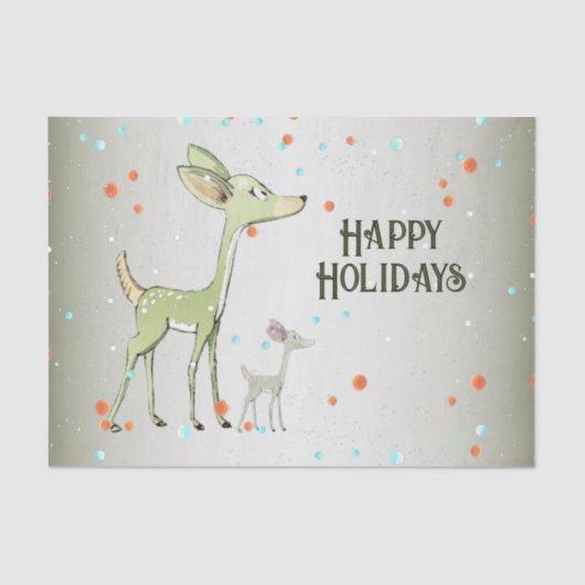 Christmas Party Green Deers Holidays Cute Tissuepapier (Voorkant)