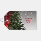 Christmas Party Green Tree Red Silver Snowflakes Cadeaulabel (Achterkant Horizontaal)