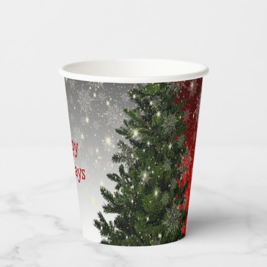Christmas Party Green Tree Red Silver Snowflakes Papieren Bekers (Achterkant)
