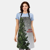 Christmas Party Green Tree Red Silver Snowflakes Schort (Gedragen)