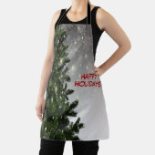 Christmas Party Green Tree Red Silver Snowflakes Schort (Insitu)