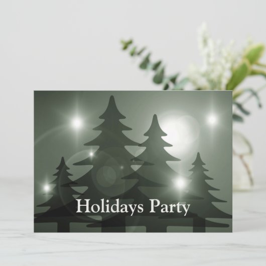 Christmas Party Green Trees Holiday Winter Elegant Kaart (Staand voorkant)