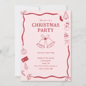 Christmas Party Hand Drawn Holiday Red Coquette Kaart (Voorkant)