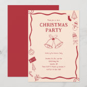 Christmas Party Hand Drawn Holiday Red Coquette Kaart (Voorkant / Achterkant)