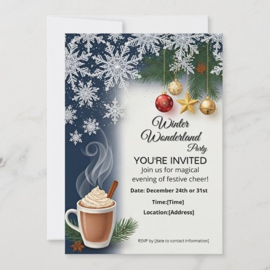 Christmas party holiday invitation card template kaart (Voorkant)
