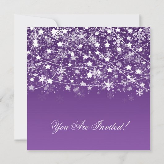 Christmas Party Holiday String licht Paarse Kaart (Achterkant)