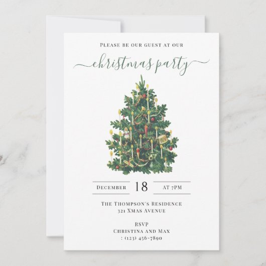 Christmas Party Holiday Vintage Elegant Kaart (Voorkant)