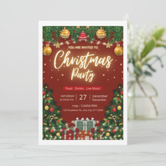 Christmas Party Invitation (Staand voorkant)